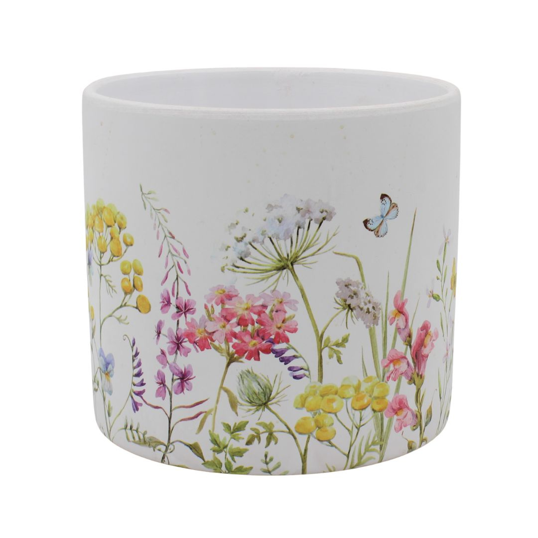 Mască ghiveci, din ceramică, floricele fluturași, 12 cm
