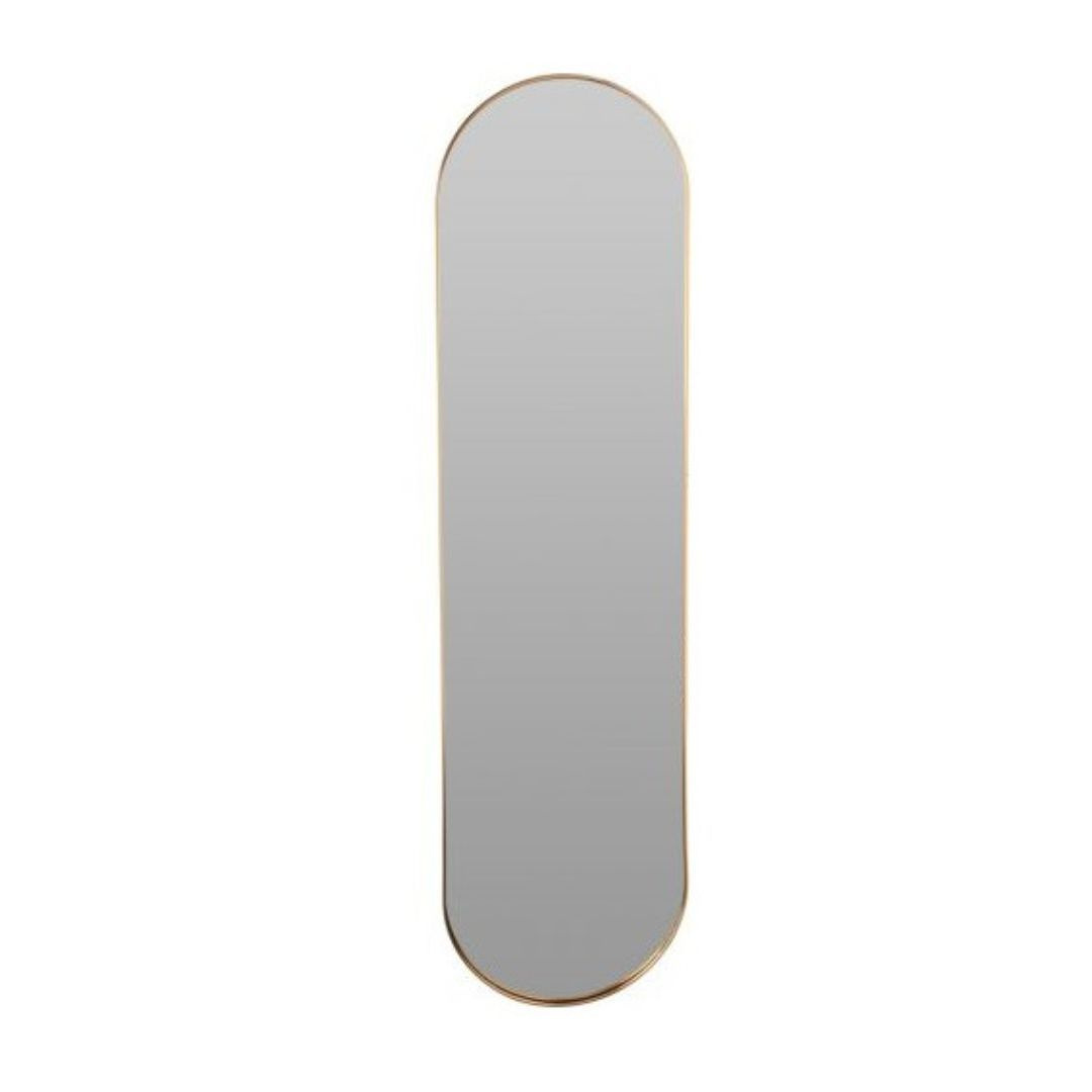 Oglindă de perete, ramă metalică ovală, culoare aurie, 115 cm