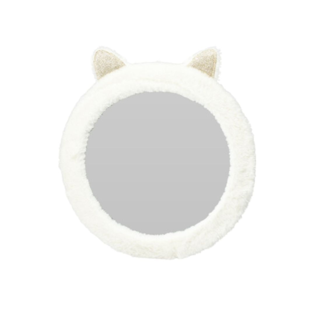 Oglindă decorativă, pentru camera copilului, model pisicuță, 31 cm, culoarea alb