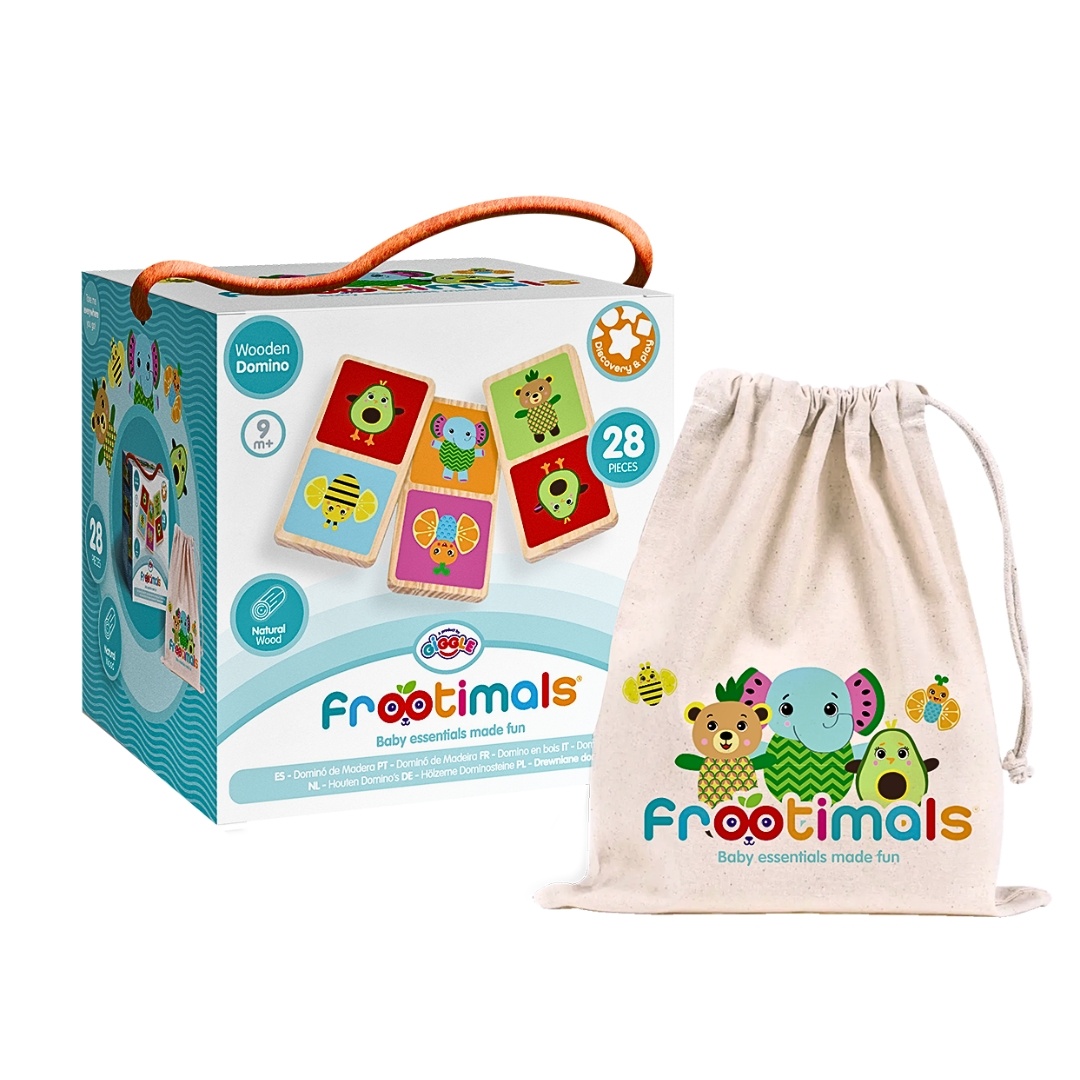 Set domino 28 piese din lemn, Frootimals