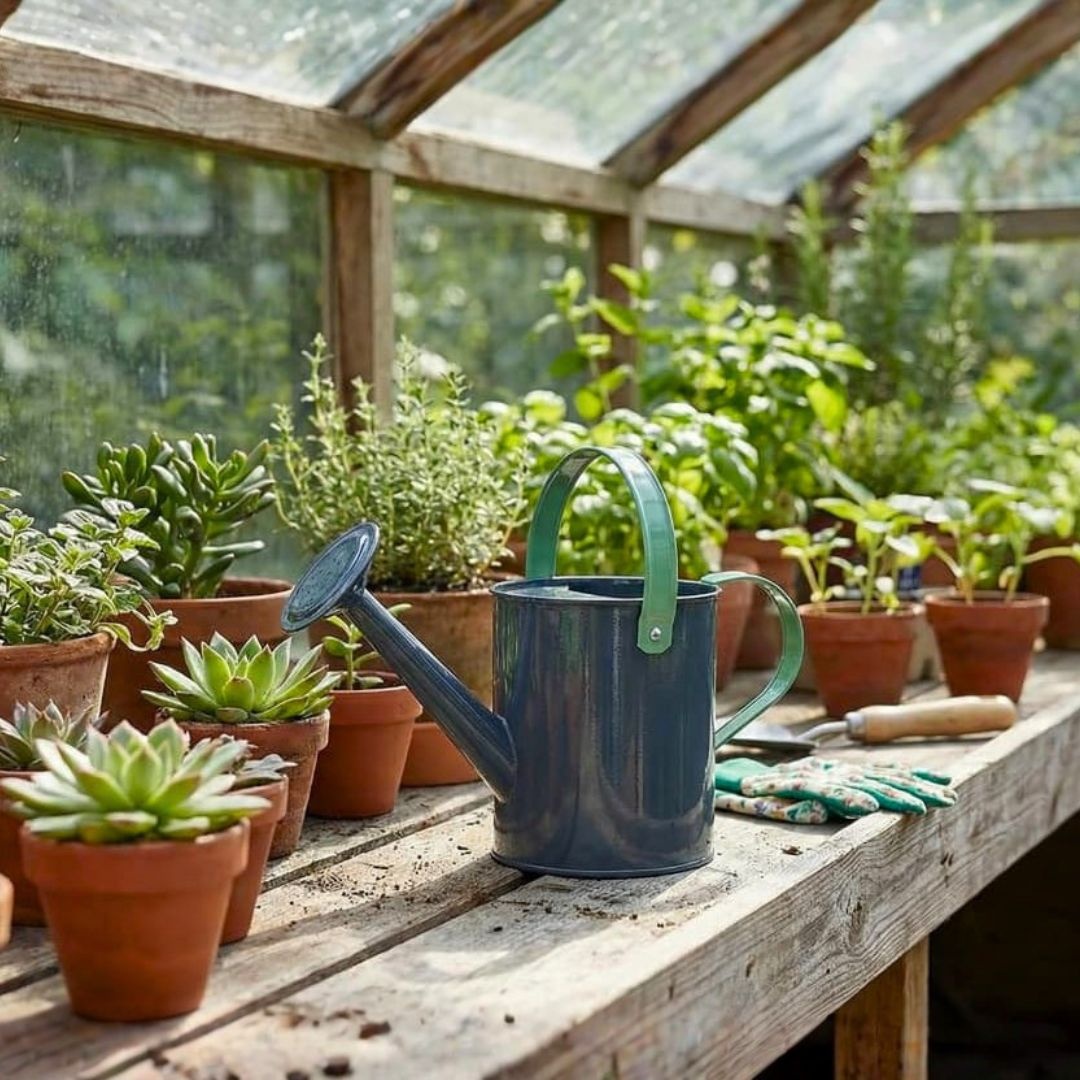 Stropitoare de mână pentru grădină, din metal, design modern pentru copii, culoare gri cu verde, 13 cm