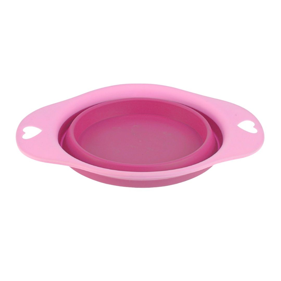 Bol pliabil, din silicon, pentru animale, 19 cm, culoarea roz