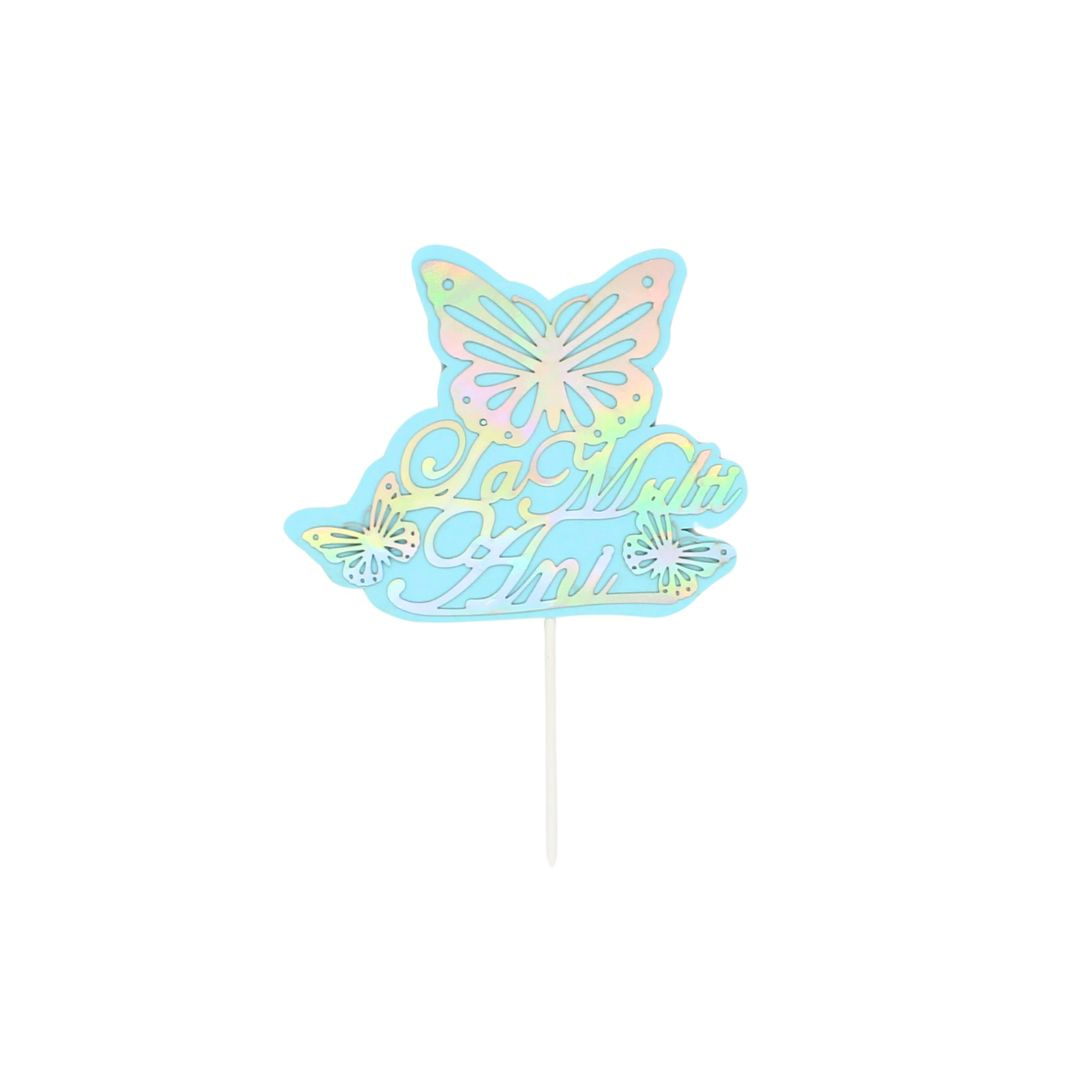 Cake Topper tort La Mulți Ani bleu-argintiu