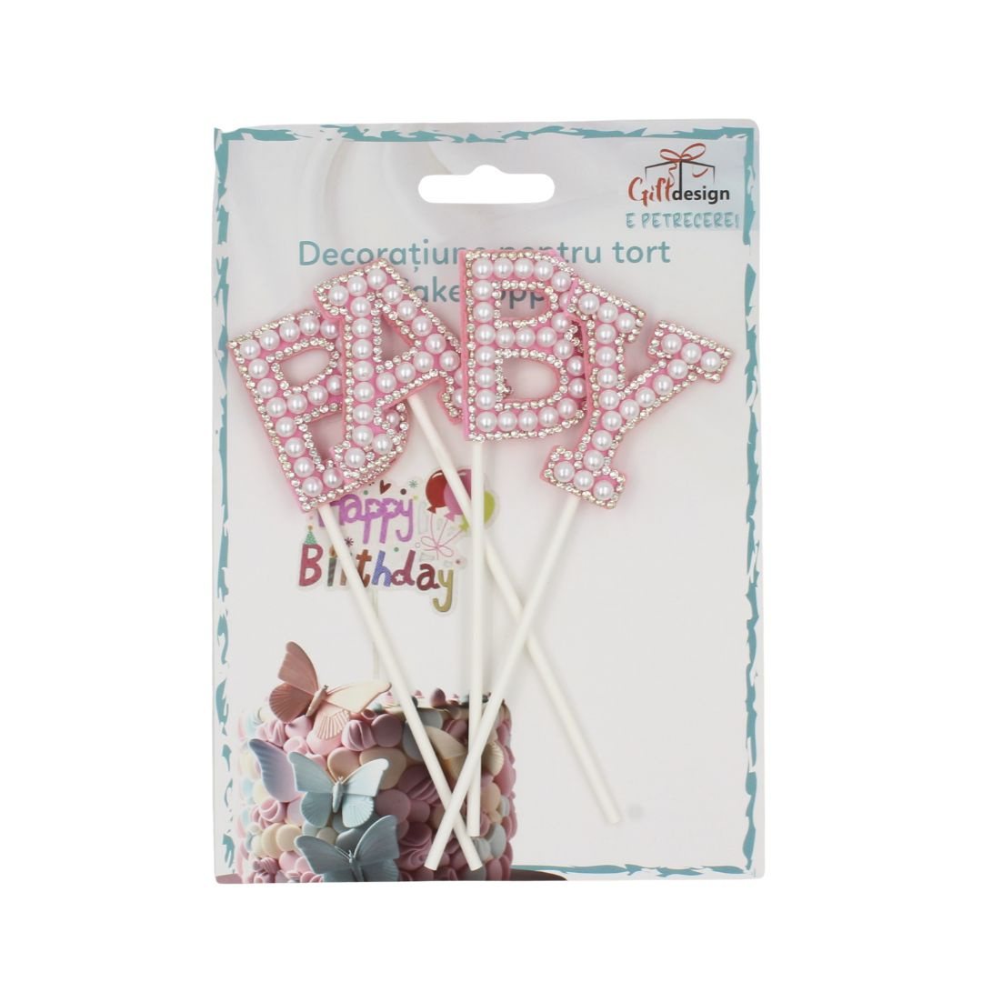 Cake Topper tort model litere roz