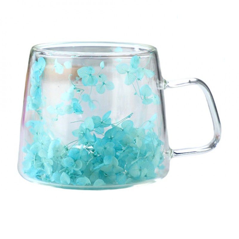 Cană cu flori uscate, pereți dubli, sticlă borosilicată, izolare…