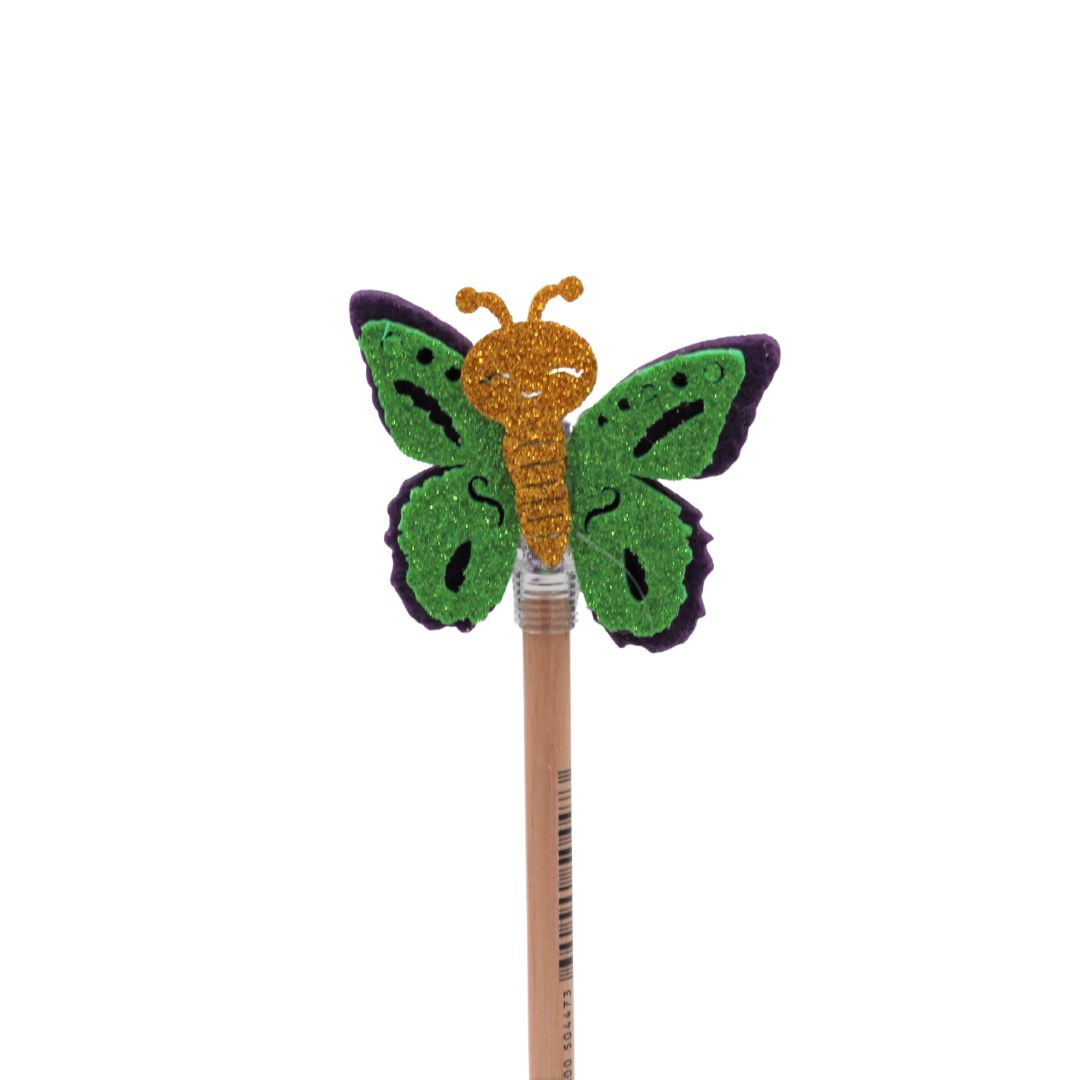 Creion figurină Fluture mov aripi verzi 22cm