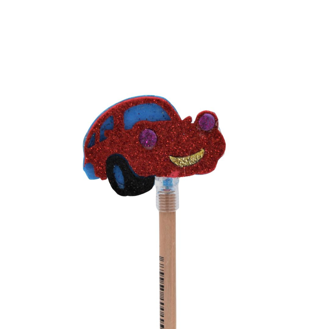 Creion figurină Mașinuță albastru-roșu 22 cm