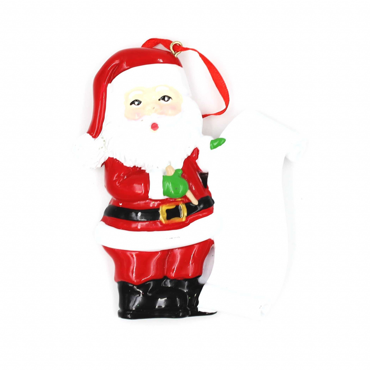 Decorațiune cu magnet - Moș Crăciun uimit de lista cadourilor