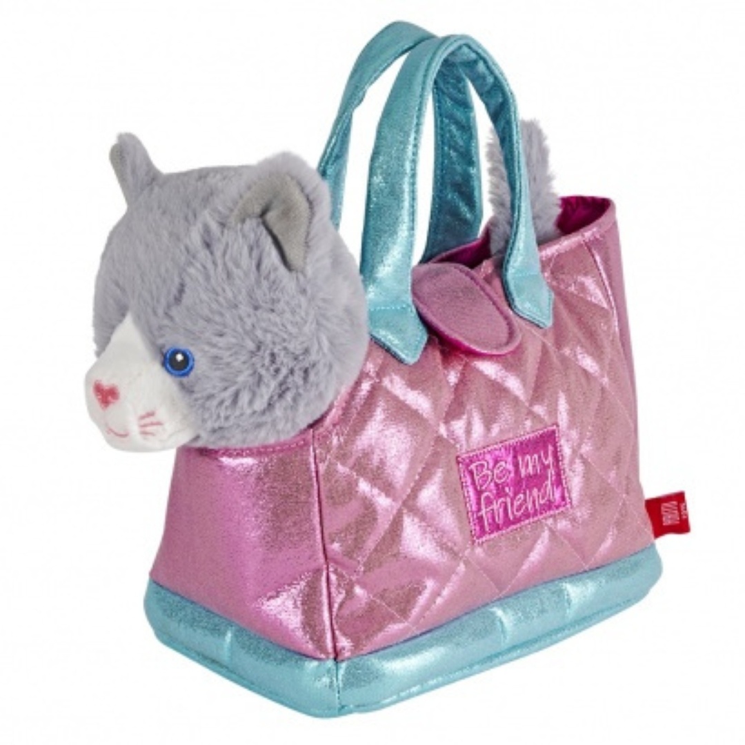 Geantă glamour cu pluș detașabil, pentru copii, Perletti, model Pisicuța Coco, 20 cm, colecția Perletti Toys