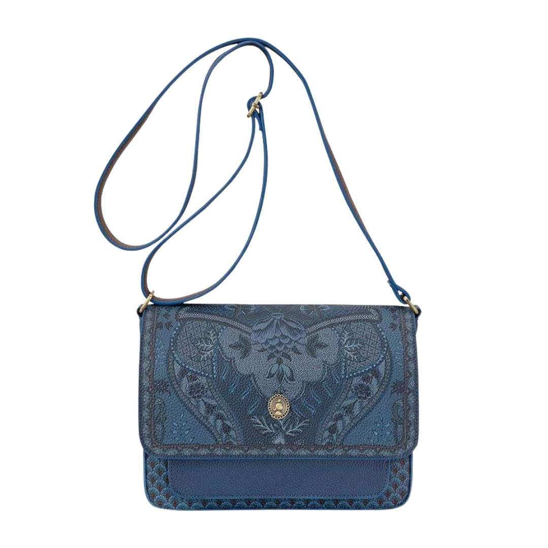 Geantă tip poștaș, Pip Studio, colecția Kyoto Festival, Denim Blue, 25x7x20cm