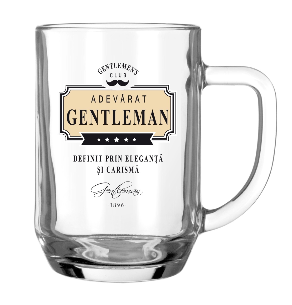 Halbă de bere, Gentleman, 500 ml, mesaj funny "definit prin eleganță și carismă"
