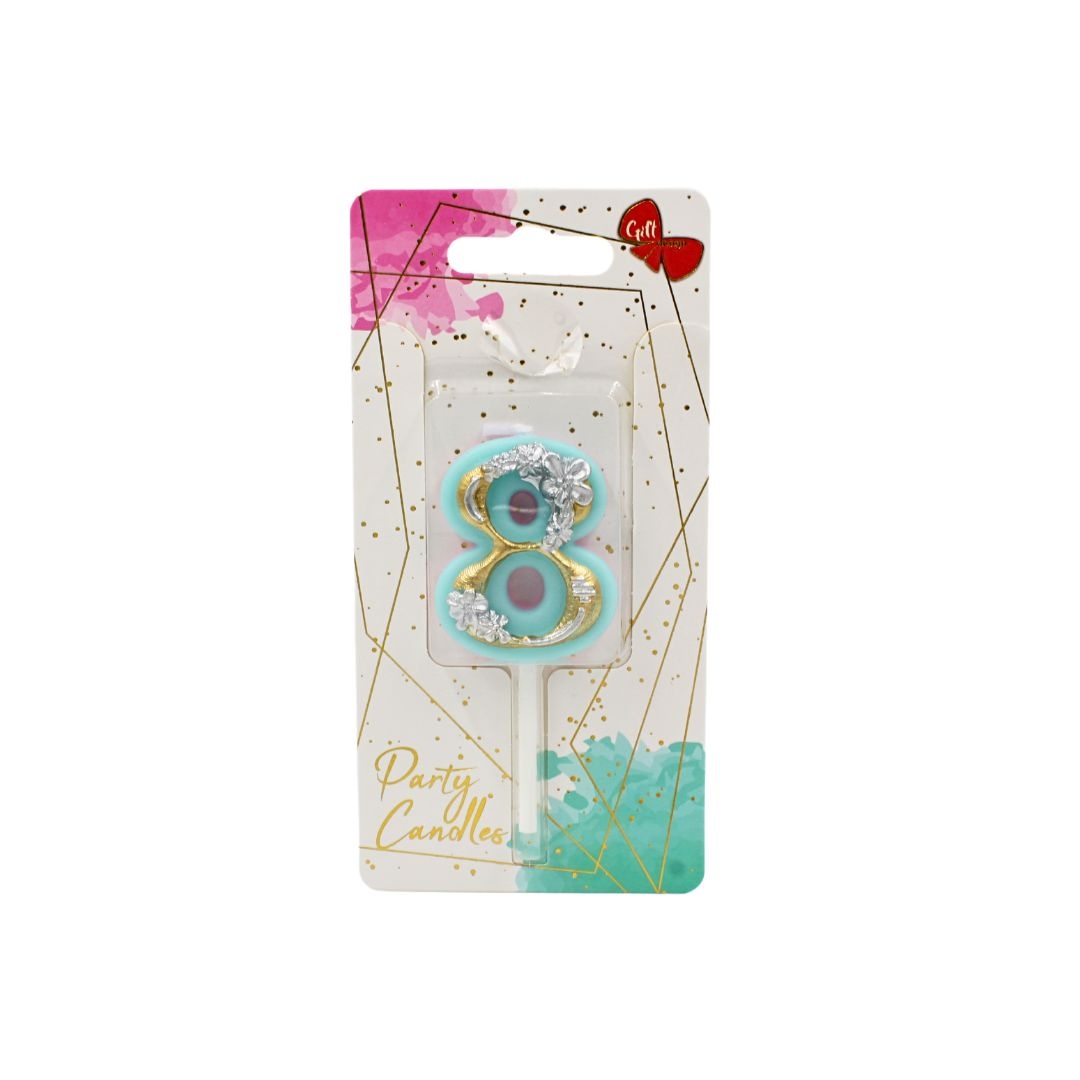 Lumânare aniversară pentru tort, Giftdesign, cifra 8, colecția Flower, 4.5 cm