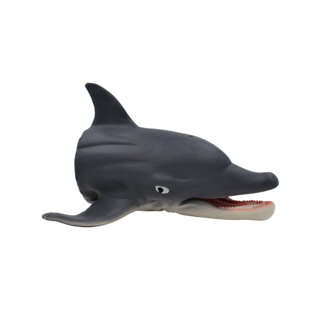 Marionetă de mână, pentru copii, Deluxebase, 15 cm, model delfin