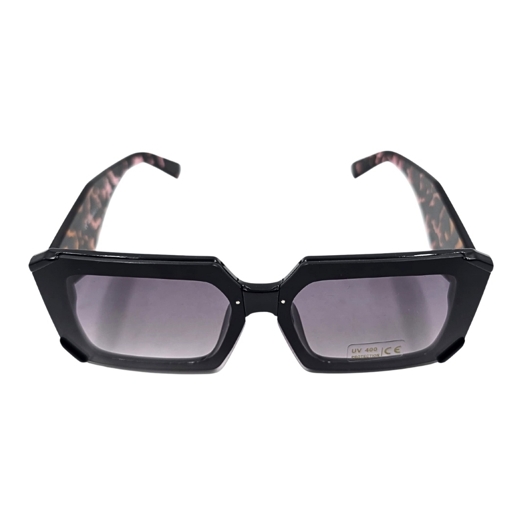 Ochelari de soare, damă, Tiara, ramă animal print, formă pătrată, lentile fumurii, protecție UV 400