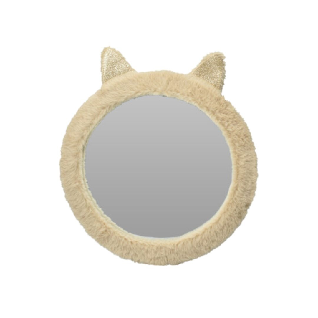 Oglindă decorativă, pentru camera copilului, model pisicuță, 31 cm, culoarea crem