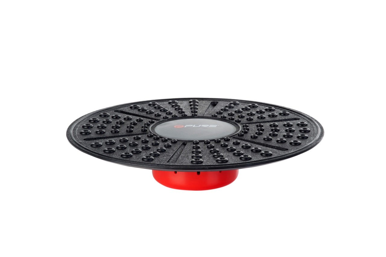 Placă de echilibru Pure 2 Improve – Ø 35 cm, înălțime reglabilă până la 7 cm, negru/roșu