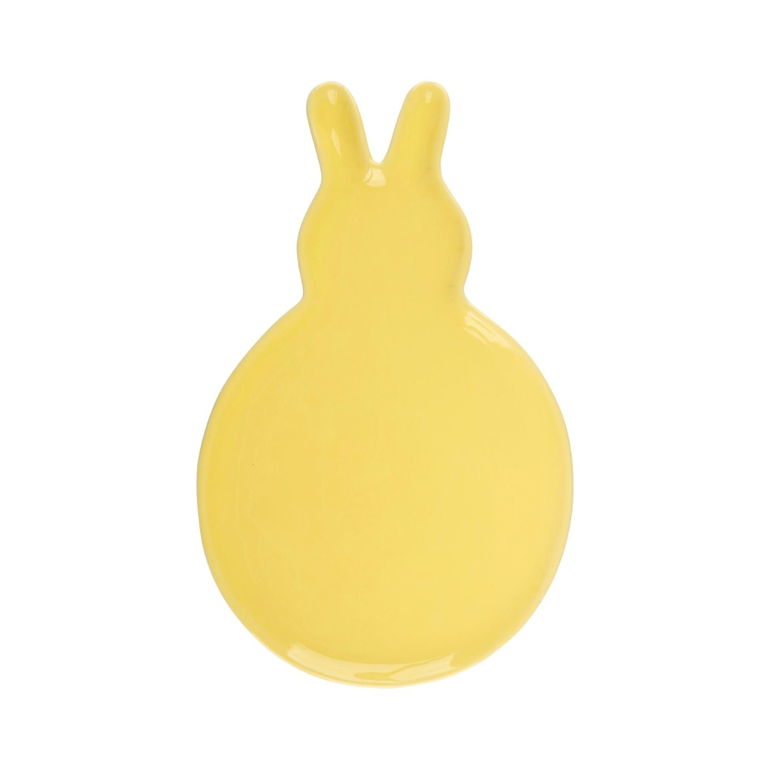 Platou decorativ, în formă de iepuraș, culoarea galben, 29.5 cm