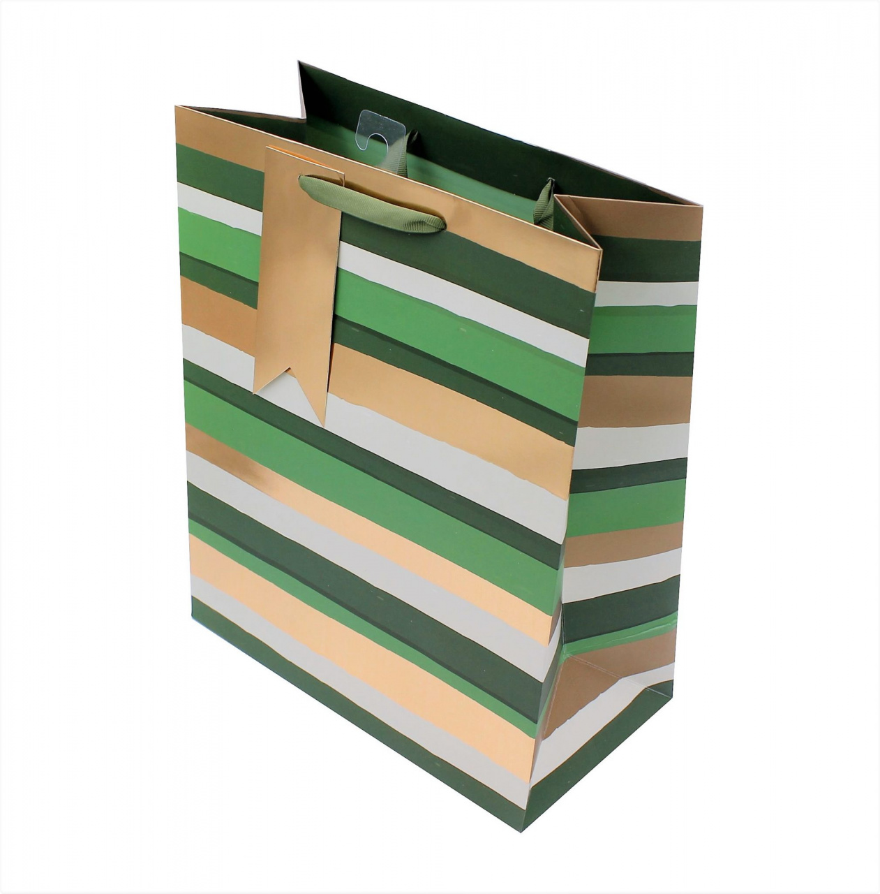 Punga cadou hartie M Green Stripe