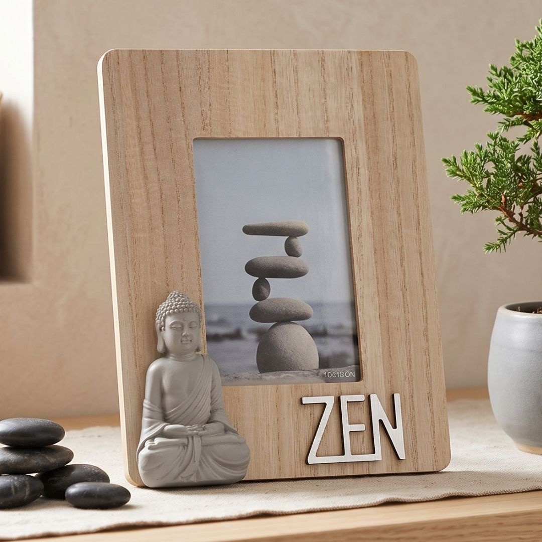 Ramă foto Buddha lemn foto 10x15cm