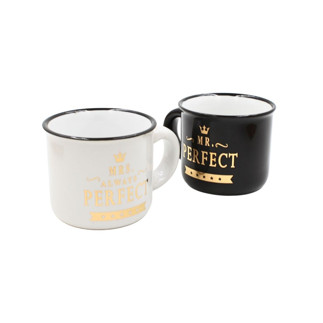 Set 2 Cești Espresso, Nekupto – “Mr. Perfect & Mrs. Always Perfect”, 2 x 80 ml