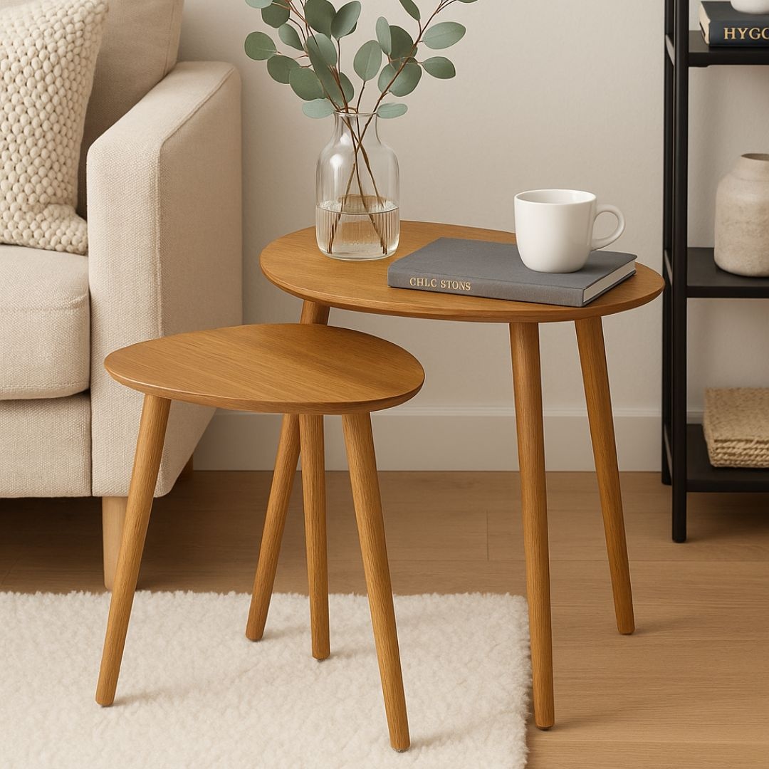 Set 2 mese de cafea Trends4You, triunghiulare, nature