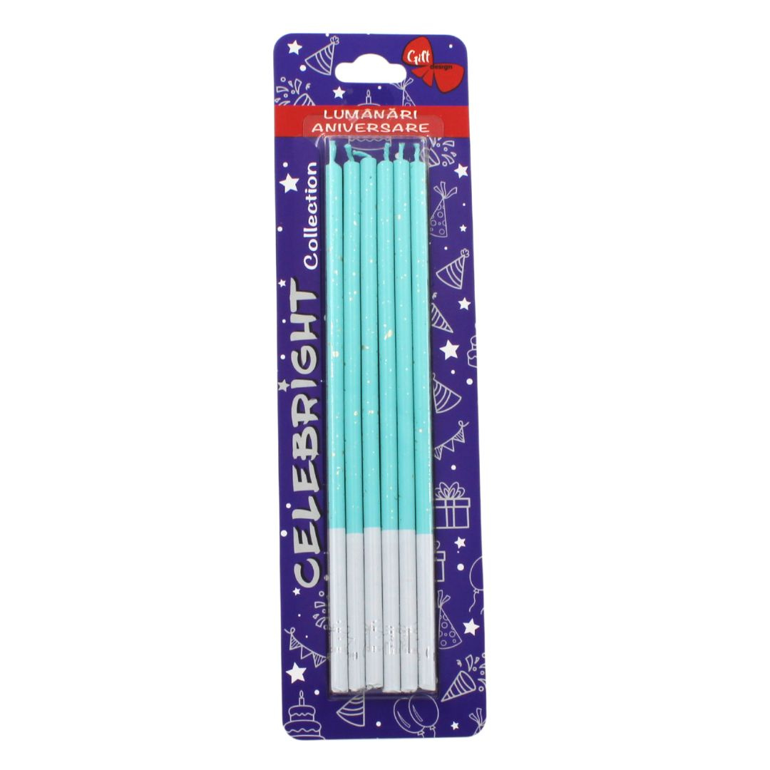 Set 6 lumânări pentru tort, Venus, bleu, Celebright, 14.5cm