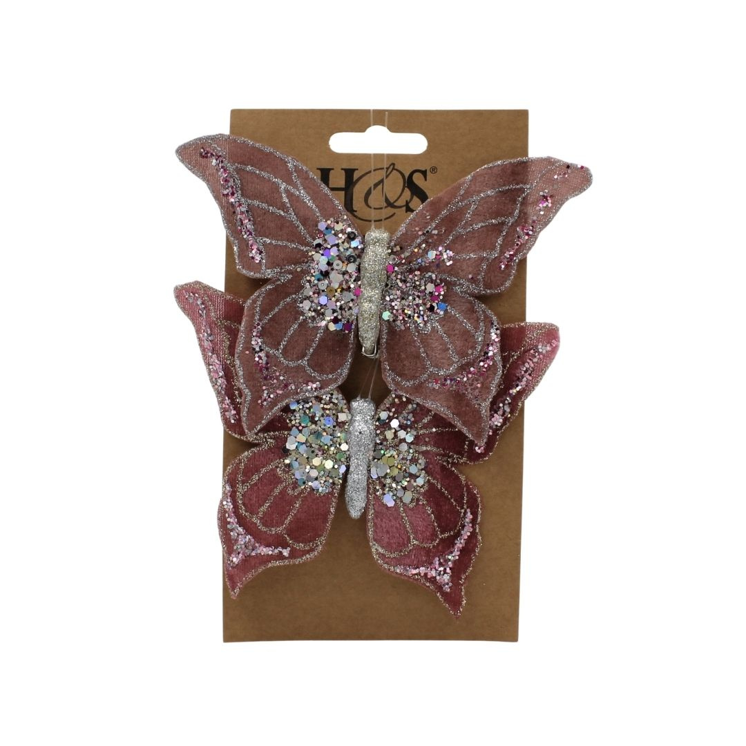 Set fluturi decorativi cu clips roz-violet