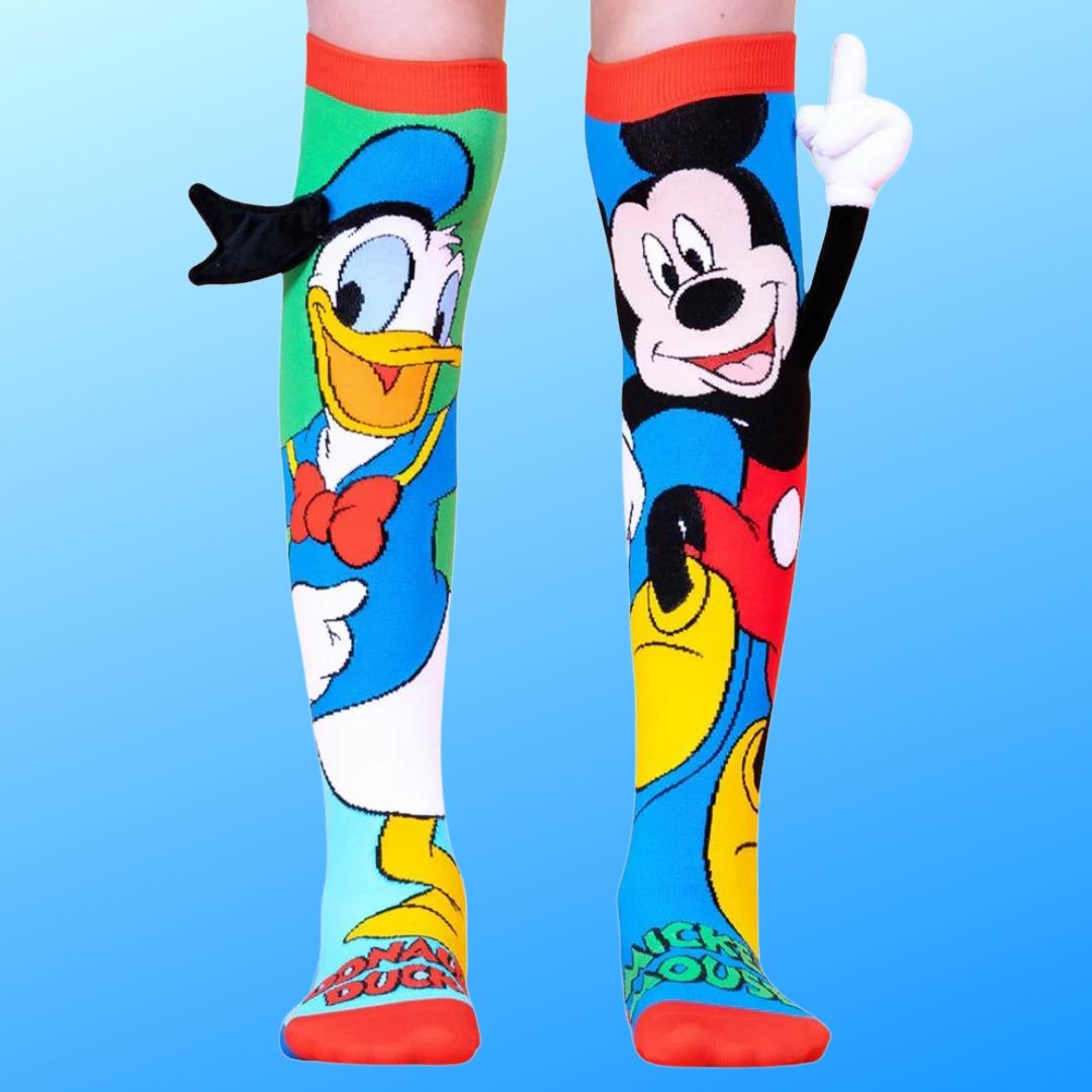 Șosete lungi colorate Madmia unisex fantasy Donald Duck și Mickey 6-99 ani