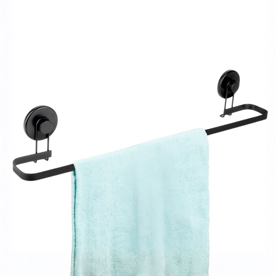 Suport pentru prosoape, Bathroom Solutions, prindere cu ventuză, negru mat, 60x8.5x10 cm