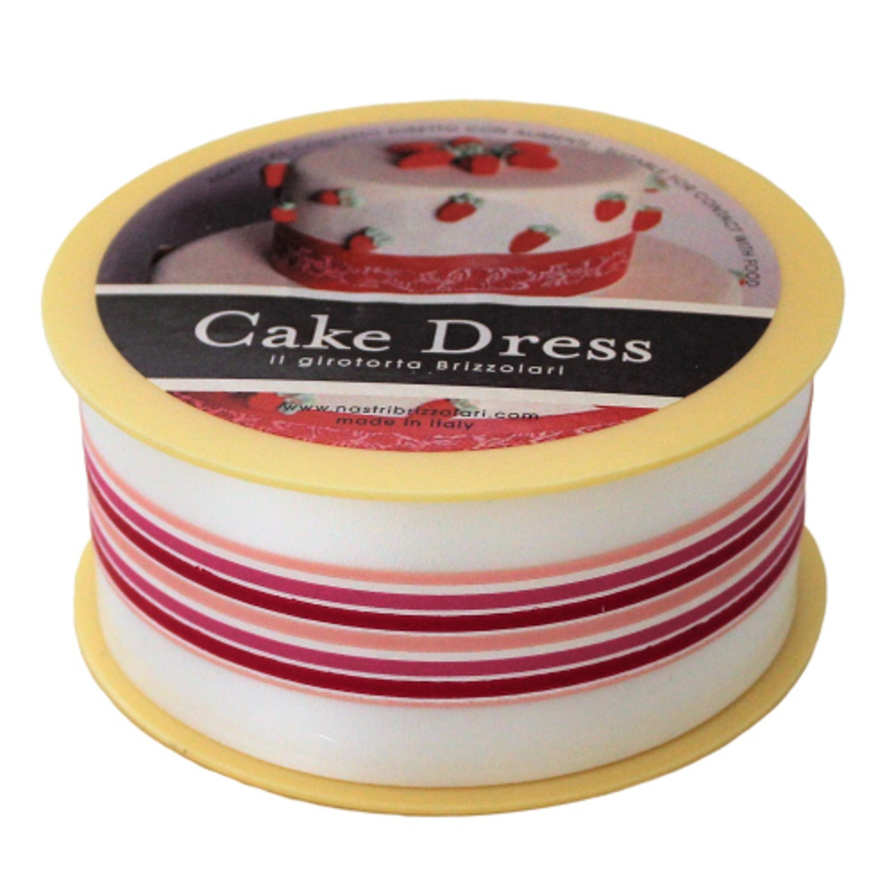 Bandă decorativă Cake Dress, pentru torturi și prăjituri, 4.5cm x 20m, Mini Stripes Roz