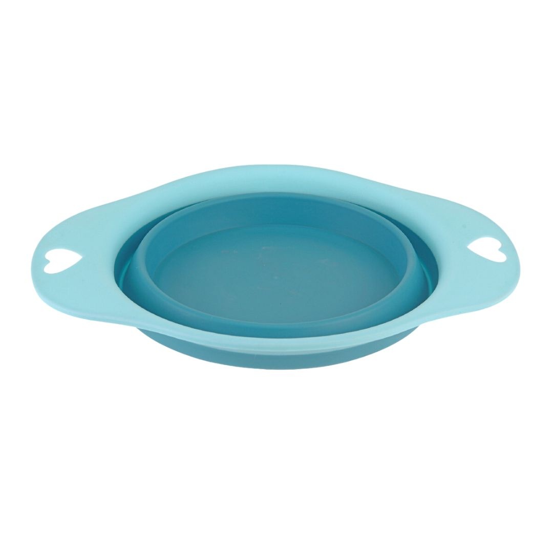 Bol pliabil, din silicon, pentru animale, 19 cm, culoarea albastru