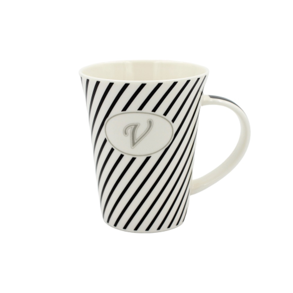 Cană din portelan, Nekupto, 300ml, personalizată cu litera "V"