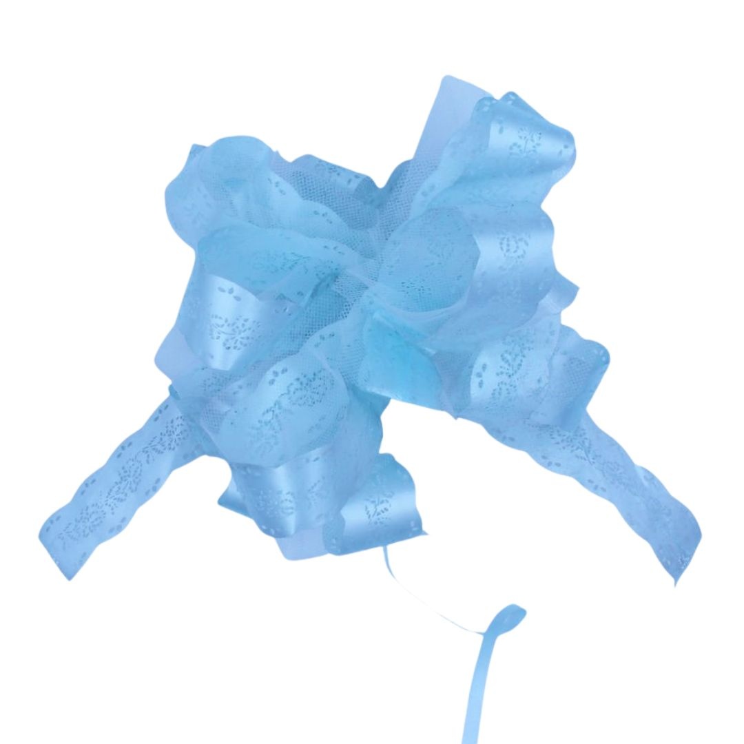 Fundă nuntă cu autoformare tulle 20cm albastru