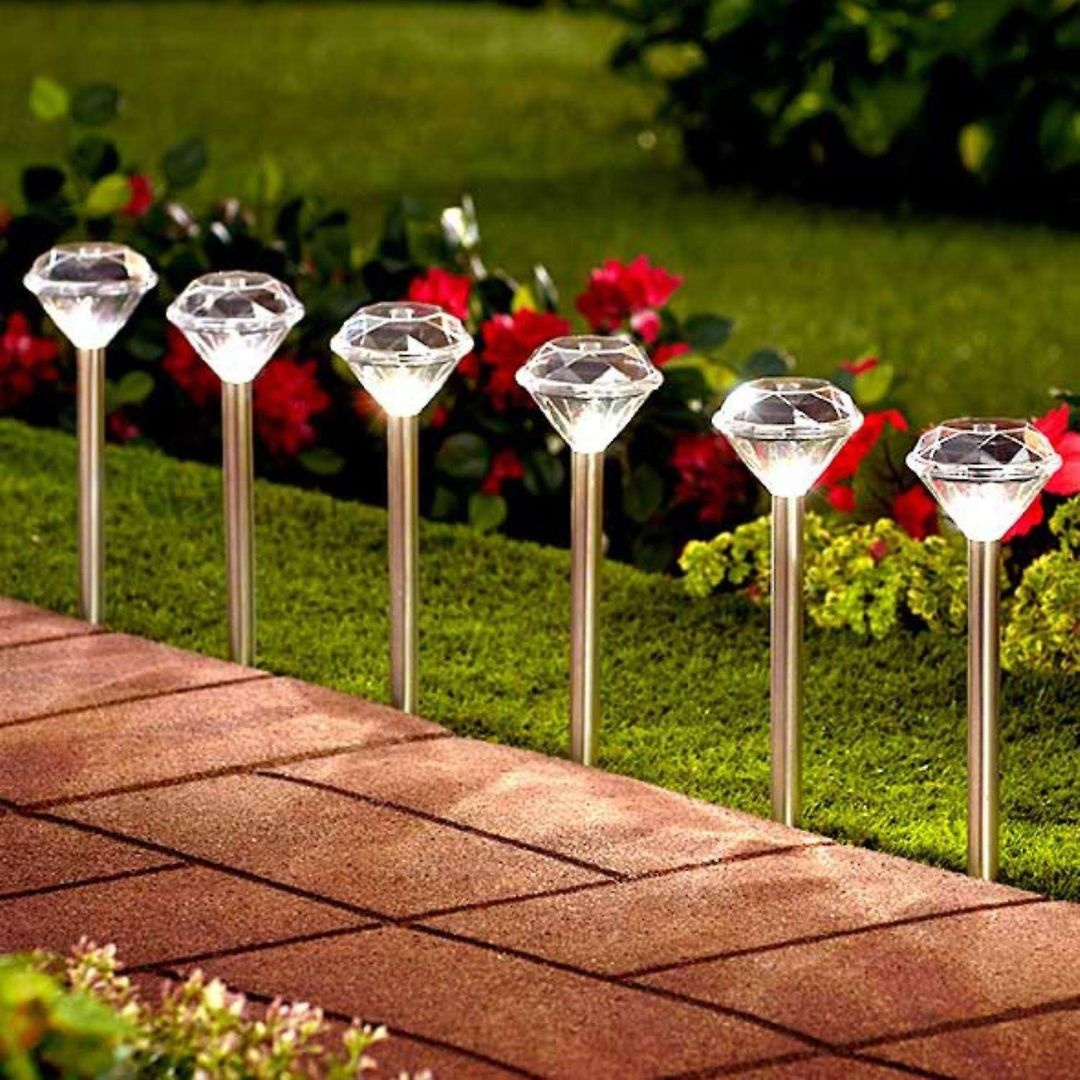 Lampă solară cu led 1.2V, de exterior, Jumi, model Diamond, din oțel inoxidabil