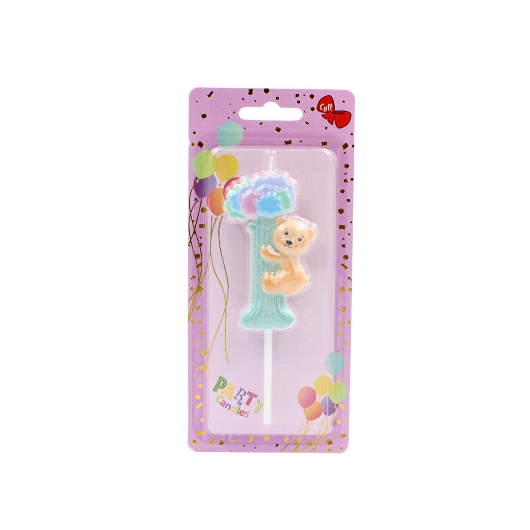 Lumânare aniversară, pentru copii, cifra 1, Giftdesign, 8 cm