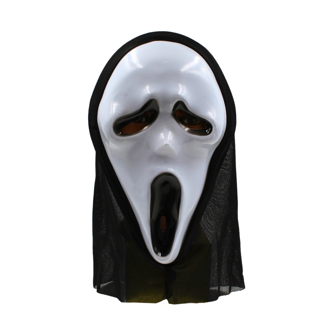 Mască pentru Halloween, Goodmark, model Ghost Face, cu glugă neagră, one size