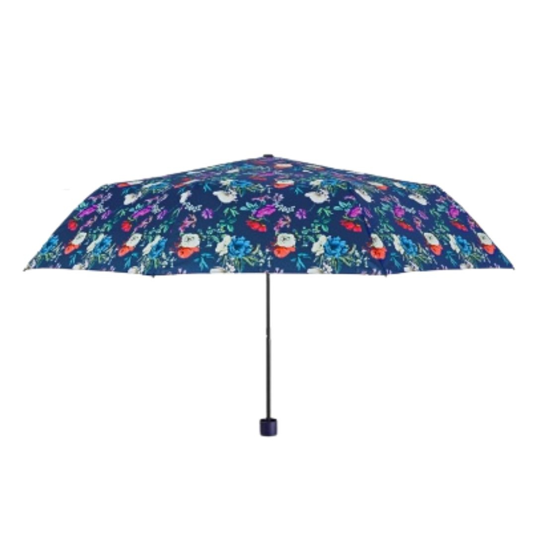 Mini umbrelă manuală, Perletti, model floricele, culoarea albastru