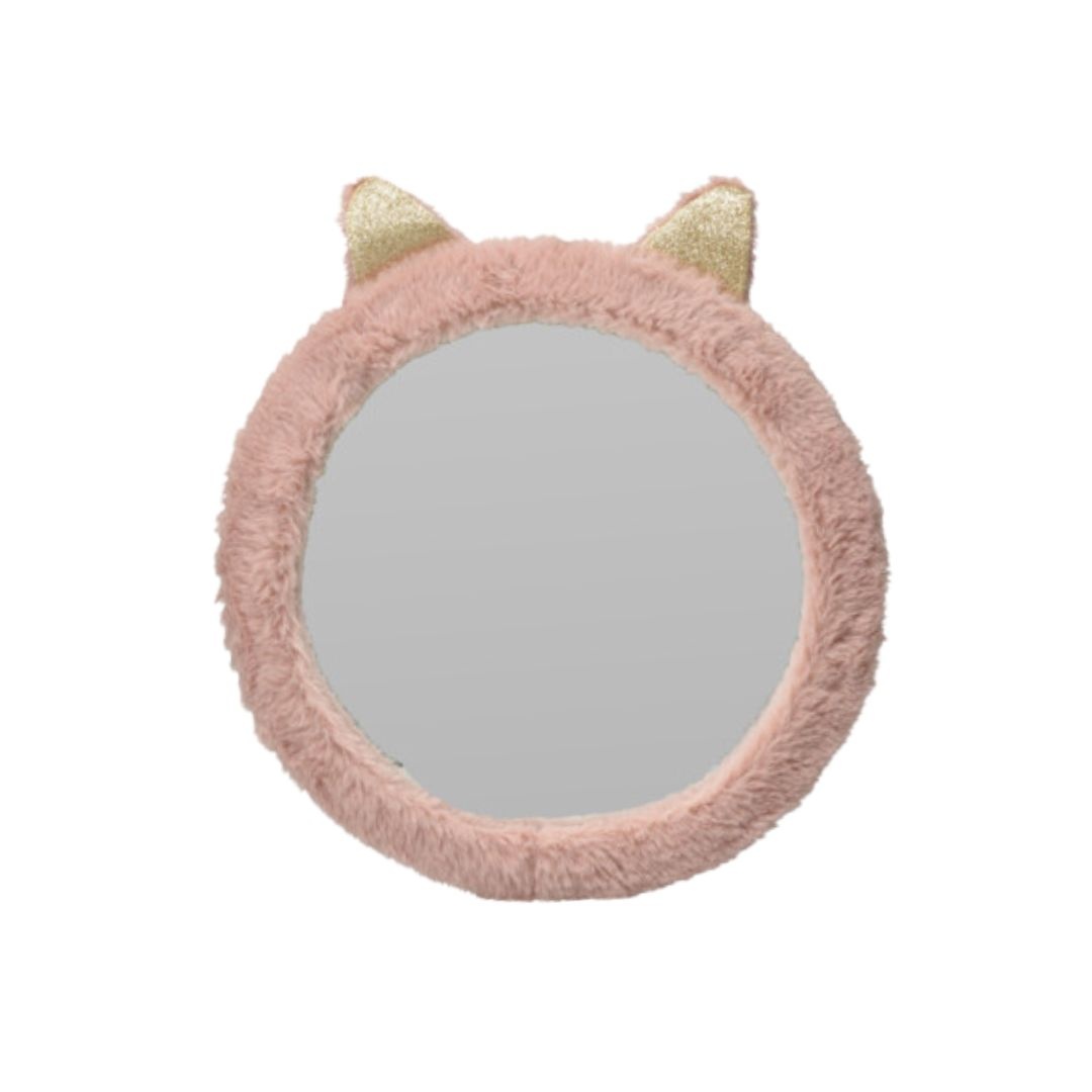 Oglindă decorativă, pentru camera copilului, model pisicuță, 31 cm, culoarea roz