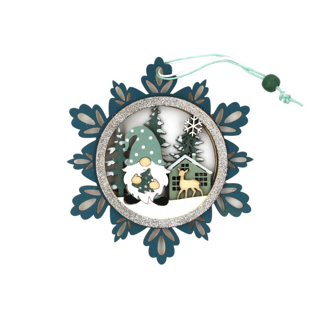 Ornament brad Fulg cu pitic 11x11 cm
