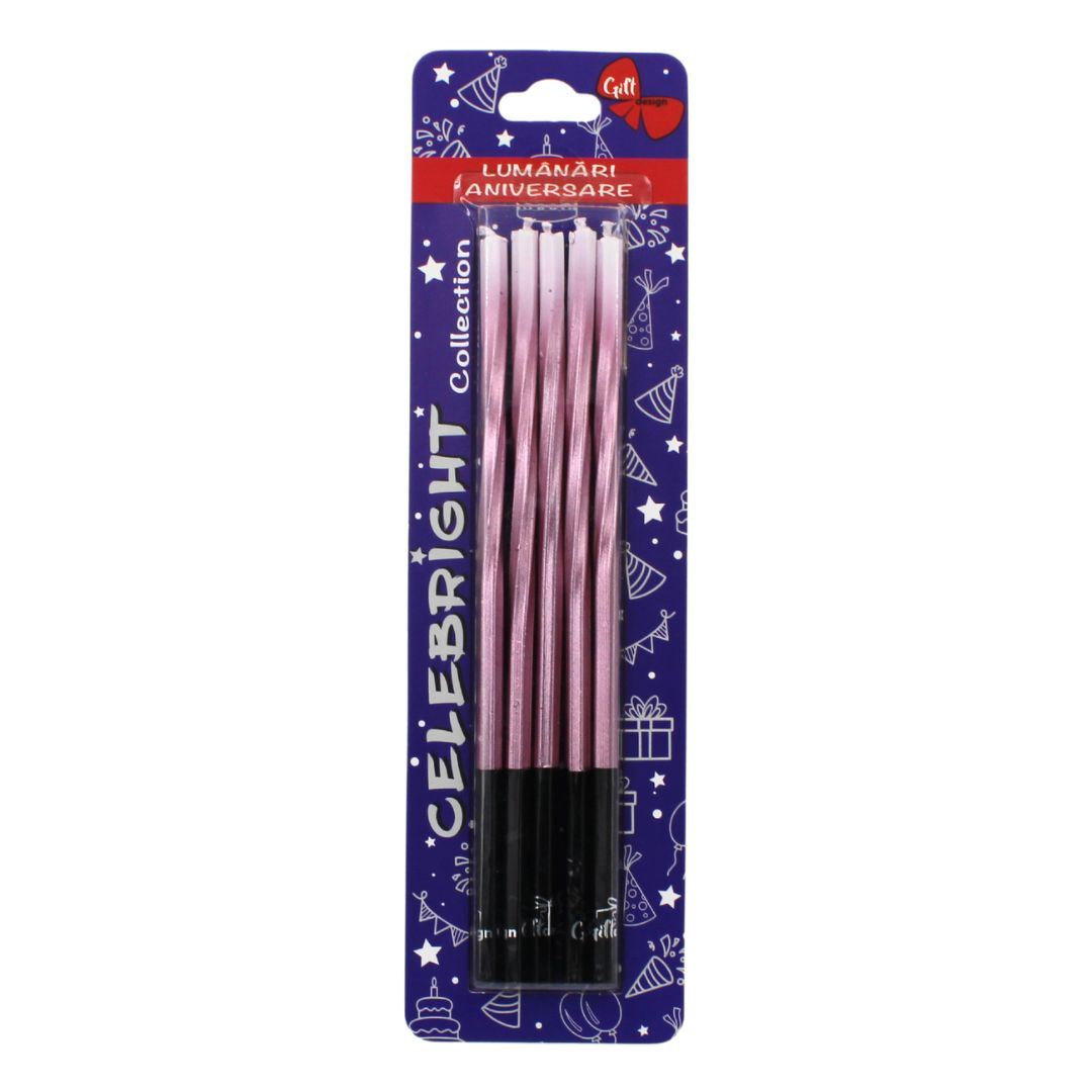 Set 5 lumânări tort Ginza, roz prăfuit Celebright 14.5cm