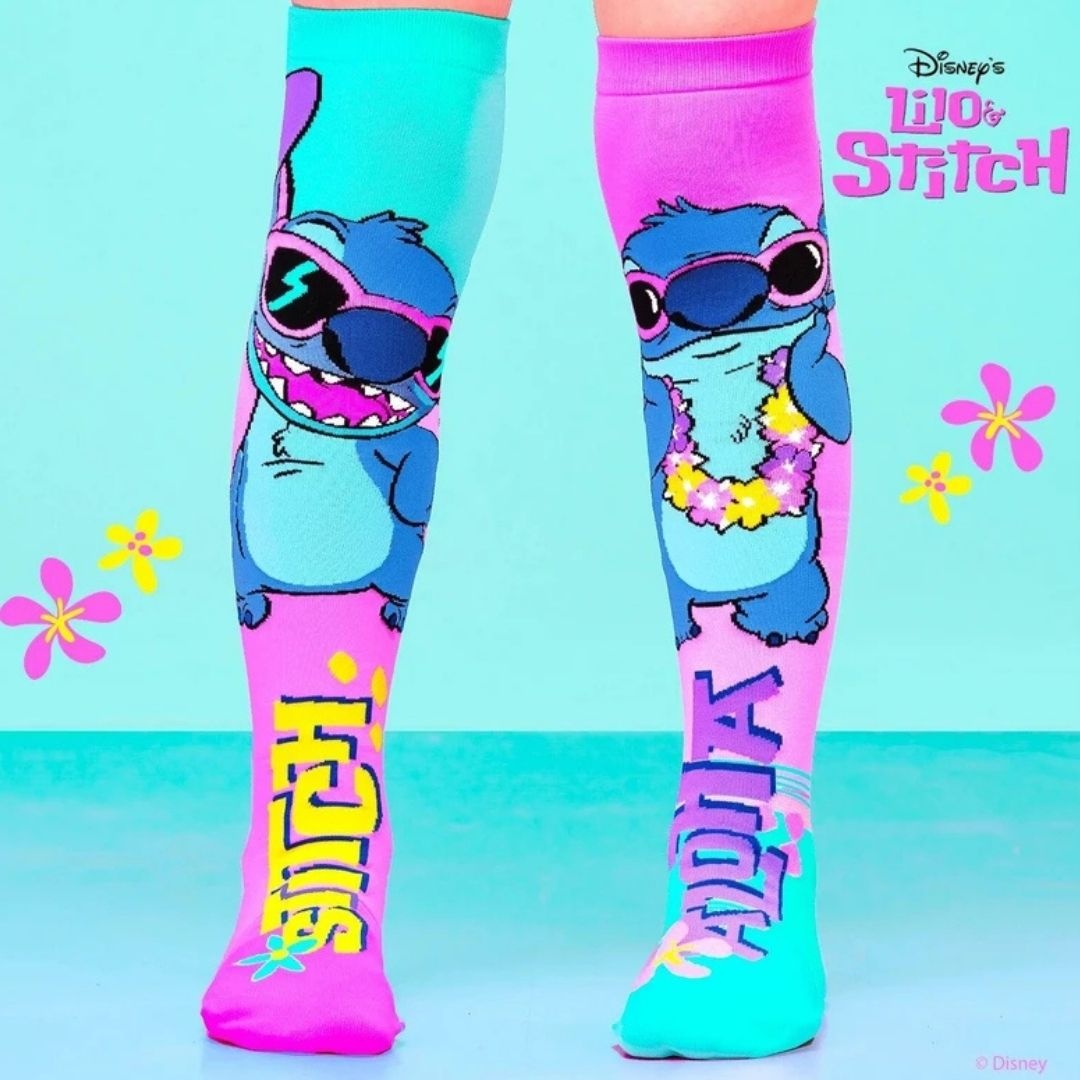 Șosete lungi colorate Madmia ALOHA STITCH PINK pentru fete 6-99 ani