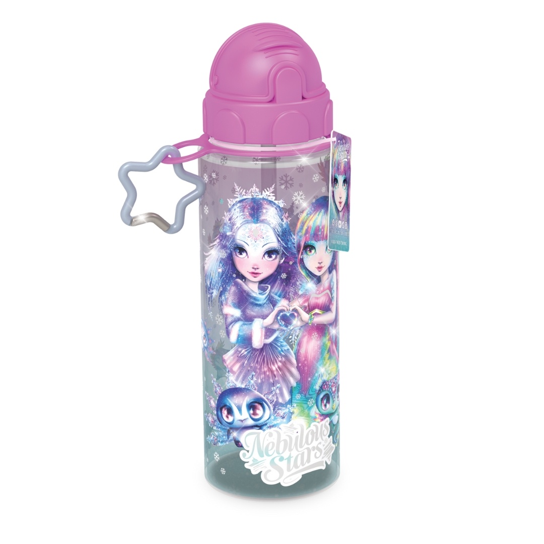 Sticlă de apă cu agățătoare stea, personaj Iceana&Isadora, 500 ml, Nebulous Star