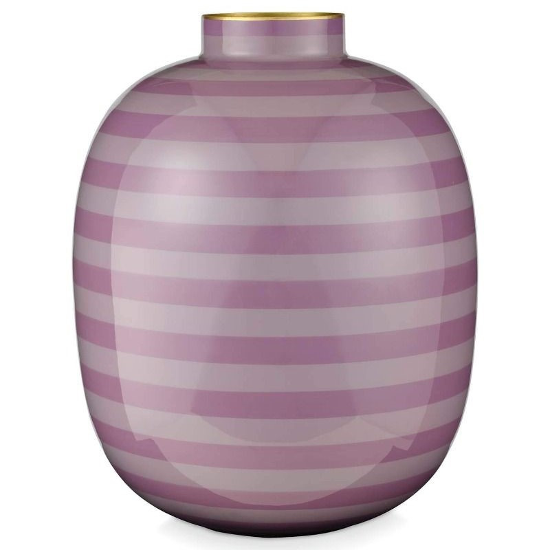 Vază decorativă din metal, dungi Lilac, 32cm, colecția Lily & Lotus, Pip Studio