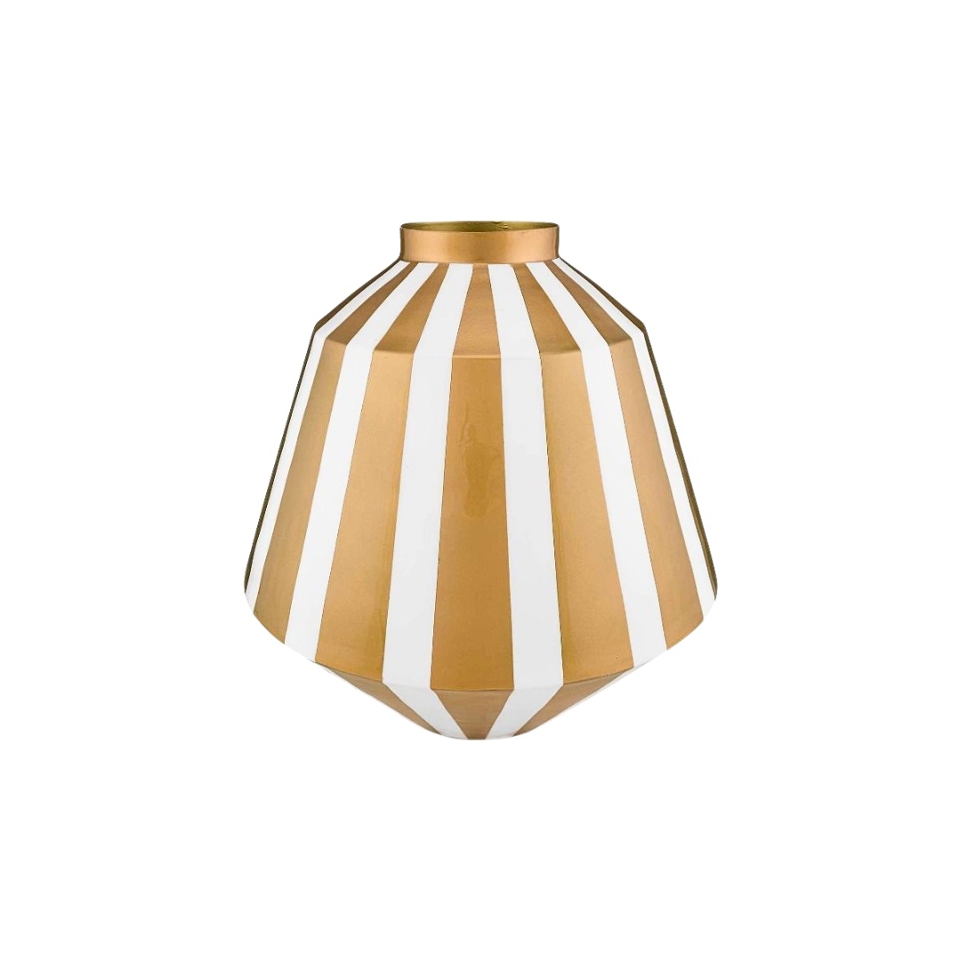 Vaza decorativă, din metal, Pip Studio, White-Gold, 35 cm, colecția Royal Dot Delight