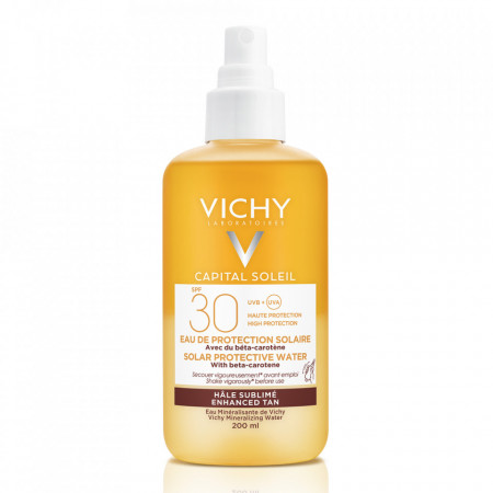 Apa de protectie solara Bronz cu SPF 30+ Vichy Capital Soleil, 200 ml (Concentratie: Lapte de corp, Gramaj: 200 ml)
