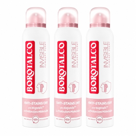 Deodorant Spray antiperspirant Invisible Pink, Borotalco (Gramaj: 3 x 150 ml)