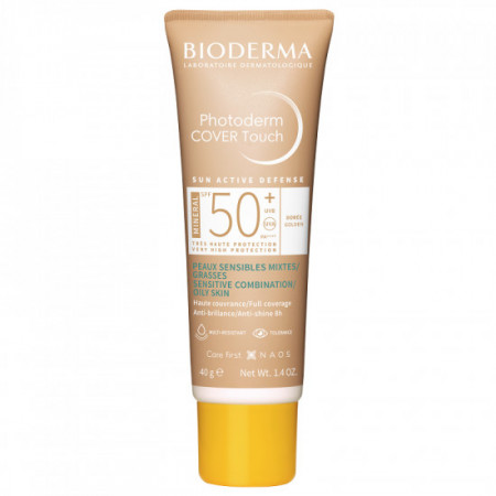 Fluid Cover Touch cu SPF50+ Bioderma Photoderm, 40g (Gramaj: 40 ml, Nuanta fond de ten: Nuanta aurie)