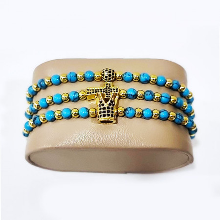 Set 3 bratari Infinity din otel inoxidabil si zirconiu, Unisex, gold