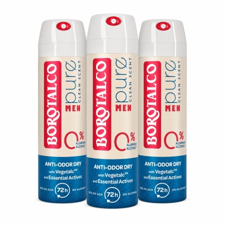 Deodorant Spray Men Pure Clean Scent, Borotalco (Gramaj: 3 x 150 ml)