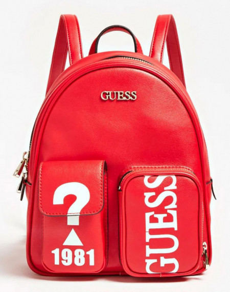 Rucsac Guess pentru femei din piele ecologica cu logo Utility Vibe (Pentru: Femei, Culoare produse: Rosu)